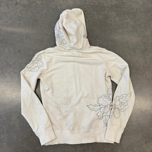 Vintage Y2K Vertigo Paris Floral Print Long Sleeve White Full Zip Hoodie 8 Small - Picture 2 of 6